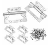 QWORK® 6 PCS Cerniere per porte a filo da 10 cm, acciaio inossidabile, cerniere per porte con viti, ideali per armadietti, armadi, mobili