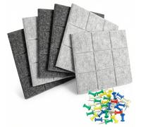 QWORK® 6 PCS Piastrelle in feltro, bacheche in feltro, con 30 spilli, autoadesive, 30 x 30 cm, per ufficio, cucina, scuola