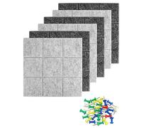 QWORK® 6 PCS Piastrelle in feltro, bacheche in feltro, con 30 spilli, autoadesive, 30 x 30 cm, per ufficio, cucina, scuola