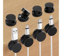 QWORK® 6 Pezzi Clip Magnetiche Organizzatori di Cavi, Rotante a 360°, per Scrivania e Comodino - Nero