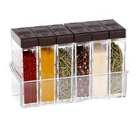 QWORK® 6 Pezzi contenitori per sale e pepe, contenitore per spezie plastica trasparente, per campeggio