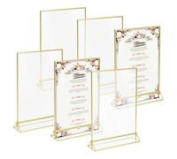 QWORK® 6 Pezzi Cornici Dorate Portafoto, A5 Acrilico Cornici Foto da Tavolo, Porta Menu, per Ristorante, Matrimoni