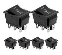 QWORK® 6 Pezzi Interruttore a bilanciere ON-OFF-ON DPDT, 6 Pin, 16 A 250 VCA, Nero