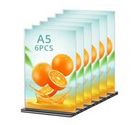 QWORK® 6 Pezzi Porta Menu da Tavolo in Acrilico - A5 - per Poster Menu Brochure presso Uffici Negozi Hotel Ristoranti Fiere Matrimoni