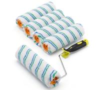 QWORK® 6 Pezzi Rullo per Pittura Set, 23x5cm Rulli Dipingere Ricambio con 1 Manico, per Pareti, Soffitti e Facciate