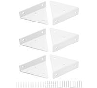 QWORK® 6 Pezzi Staffa Triangolari per Mensole Galleggianti, Reggi Mensola da Muro in Acciaio, 10x8 cm Bianco