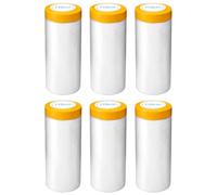 QWORK® 6 Rotoli Teli Plastica per Coprire con Nastro Adesivo, Pellicola di Copertura Autoadesiva per Imbianchino, 110 cm x 20 M