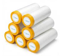 QWORK® 6 Rotoli Teli Plastica per Coprire con Nastro Adesivo, Pellicola di Copertura Autoadesiva per Imbianchino, 110 cm x 20 M