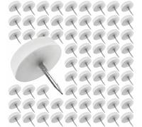QWORK 60 Pezzi 20mm Piedini per Mobili con Chiodo, Piedini per Sedie Rotondi in Plastica per Protezione Pavimento (Diametro 20mm Bianco)