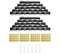 QWORK® 60 Pezzi Contenitori per Campioni Vuoti, Piccoli Contenitori con Coperchi, con Adesivo e Cucchiaio per Trucchi, Gioielli, Gel, Ecc