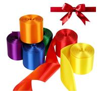 QWORK® 60m nastro di raso arcobaleno, larghezza 50mm, 6 rotoli - Nastri colorati per imballaggi regalo, decorazioni e progetti fai-da-te