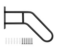 QWORK® 66cm Corrimano di sicurezza per esterni, corrimano da parete da 1-3 gradini, maniglia di sicurezza a forma di U, per giardini, hotel, scuole, ingresso portico, nero