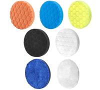 QWORK® 7 Pezzi Tamponi Lucidatura Auto 150mm - 5 Tamponi Spugne & 2 Panni Microfibra per Lucidatrici Pneumatiche ed Elettriche - Lavabili e Riutilizzabili
