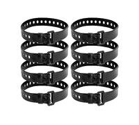 QWORK® 8 pezzi cinghia di fissaggio in gomma con fibbia in ferro - 45 x 2,5 cm - per fissare e legare tubi, cavi, funi, attrezzature sportive (nero)