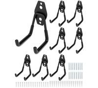 QWORK® 8 Pezzi Ganci per Garage, Ganci a Muro per Carichi Pesanti, Ganci a Muro per Garage, Ganci Doppi Garage a Muro per Utensili Elettrici, Corde, Scale, Biciclette, Scale