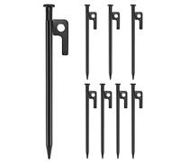 QWORK® 8 pezzi picchetti tenda, picchetti da campeggio, lunghi 20 cm, per terreni rocciosi duri, spiaggia, prateria, nero