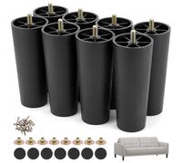 QWORK® 8 Pezzi piedini per mobili, 150 mm piedini per divano plastica con viti e cuscinetti antiscivolo, per divani, sedie, fai da te