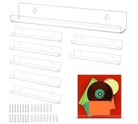 QWORK® 8 Pezzi Porta Espositive Dischi Vinile, 30.5 cm Mensola da Muro Acrilico, Mensola da Muro Acrilico Trasparente, per Camera da Letto, Soggiorno, Bagno