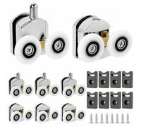 QWORK® 8 pezzi rulli per porta doccia 25 mm, acciaio inossidabile e plastica ABS, per porte in vetro da 4-6 mm, 4 superiori e 4 inferiori