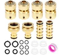 QWORK® 8 Pezzi Set di connettori rapidi per Tubo da Giardino in Ottone, Include raccordi da 1/2" e 3/4", Attacco rapido, Doppi connettori Maschio e Accessori