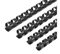 QWORK® 80 Pezzi 21 anelli spirali per rilegatura, anelli rilegatura plastica 12/14/16/18mm, capacità A4 di 90-150 fogli, nero