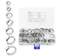 QWORK® 85 Pezzi Fascette Stringitubo, 7-21 mm, Acciaio Inossidabile, Regolabili, Per Carburante, Aria, Acqua