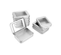 QWORK® 8pz. Barattolo di latta piccolo con coperchio incernierato, 100x70x20 mm Piccola scatola per riporre piccoli oggetti o come confezione regalo