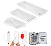 QWORK® 9 pezzi sacchetti sottovuoto con pompa elettrica, sacchetti sottovuoto da viaggio riutilizzabili, soluzione salvaspazio per vestiti e viaggi, alimentati tramite USB
