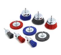 QWORK® 9 Pezzi Spazzole in Nylon Set, Spazzole per Trapano con Albero 1/4" (6,35 mm), per Levigare, Pulire e Rimuovere la Ruggine