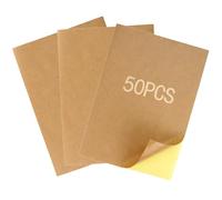 QWORK® A4 Etichette adesive in carta kraft marrone - 50 fogli, 210 mm x 297 mm, autoadesive per stampa laser/a getto d'inchiostro