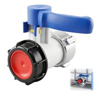 QWORK® Adattatore per cisterne, rubinetto di intercettazione DN40/62 mm, compatibile con IBC 1000L cisterne, cisterne per acqua piovana