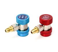 QWORK Adattatori Rapidi AC R134, Alto Basso 1/4" SAE HVAC Connettore Tubo Flessibile del Collettore Refrigerante