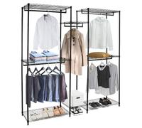 QWORK Appendiabiti in metallo resistente, appendiabiti regolabile con elevata capacità di carico, 183 x 43,5 x 194 cm, nero