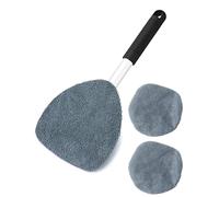 QWORK® Auto Parabrezza Pulitore Spazzola, Manico in Alluminio Estensibile, Piastra A Forma di Triangolo, 180 Maniglie Girevoli, Include 3 Cuscinetti Lavabili