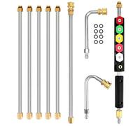 QWORK® Bacchetta di prolunga per idropulitrice, 4000PSI, con 6 punte ugelli, 10 anelli in gomma, attacco rapido 1/4", accessori lavaggio