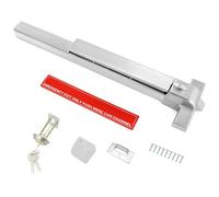 QWORK Barra di spinta in acciaio resistente, dispositivo di uscita di emergenza con serratura e leva ignifuga, compatibile con porte in metallo e legno per edifici commerciali, kit di installazione