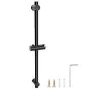 QWORK® Barre de douche Nero 66 cm con supporto soffione doccia regolabile - Acciaio inossidabile SUS 304 - Fori di montaggio regolabili