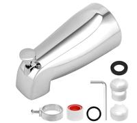 QWORK Beccuccio universale per vasca con deviatore, finitura cromata, metallo resistente, facile installazione fai da te, compatibile con tubi da 1/2" e 3/4"