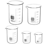 QWORK® Becher Graduato 50ml 100ml 250ml 500ml 1000ml in Vetro Borosilicato 3.3, Set di 5 Misurino Graduato per Laboratorio Scientifico Cucina