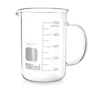 QWORK - Bicchiere con manico, 1000 ml, in vetro borosilicato, con beccuccio versante