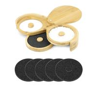 QWORK Bicchiere da cocktail in bambù a 3 livelli per Margarita, Bloody Mary e Manhattan, design pieghevole con coperchio, adatto per bicchieri fino a 14 cm, include 6 spugne Rimmer, facile da pulire e