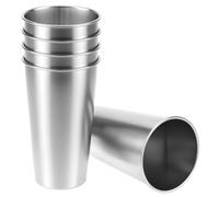 QWORK Bicchieri da pinta in acciaio inox da 20 once, confezione da 5 bicchieri da 600 ml in acciaio 304, bicchieri in metallo, bicchieri infrangibili
