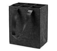 QWORK® Borsa Porta Vino in Feltro, 6 Scomparti, Portabottiglie Riutilizzabile con Manici Rinforzati in Pelle PU, Adatto per Bottiglie di Birra e Vino