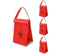 QWORK Borsa termica termica medica con rischio biologico, confezione da 4 borse per il trasporto di campioni medici, borsa per il trasporto biologico, 17,1 x 25,4 x 14,6 cm, rosso