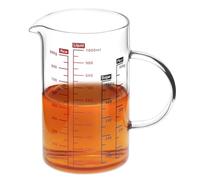 QWORK® Brocca in Vetro Borosilicato 1 Litro con Scala Graduata ml/oz/tazza - Resistente al Calore e Lavabile in Lavastoviglie
