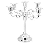 QWORK® Candelabro Decorativo 5 Bracci in Argento, 27 cm, Candeliere Nozze in Lega di Zinco Placcato