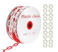 QWORK® Catena barriera da 25 m rossa/bianca in plastica da 6 mm, per controllo quantità, traffico, code