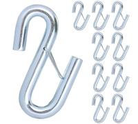 QWORK Catena di sicurezza per rimorchio, gancio a S con fermo, 10 pezzi 7/16" ganci per gancio di traino a sgancio rapido, capacità di carico 2.268 kg 1-1/4" x 1-1/4"