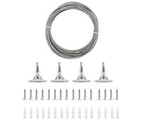 QWORK® Cavo Acciaio da 10M und 4pz Morsetto di Montaggio con Viti e Tasselli, per Appendere Vestiti Foto Tenda Lampade