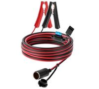 QWORK® Cavo di prolunga per presa accendisigari 3.2M 16AWG con clip a coccodrillo per attacco batteria auto 12V/24V, incluso fusibile 15A 25A